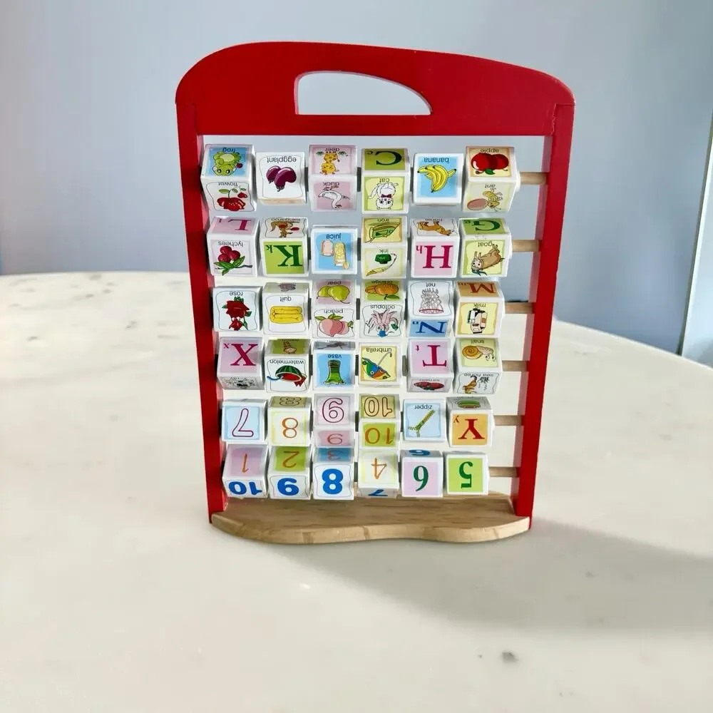 ABC 123 Spinning ABACUS Blocks Stand Beads Preschool Educational